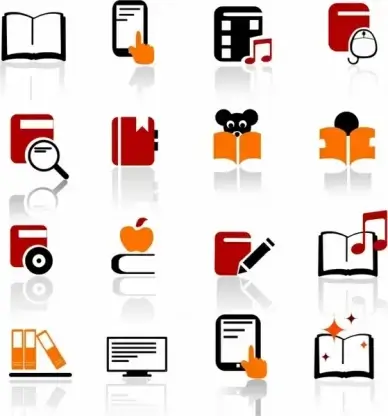 Digital books and literature icons