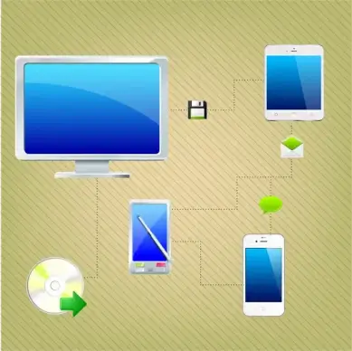 digital connection network flat design illustration