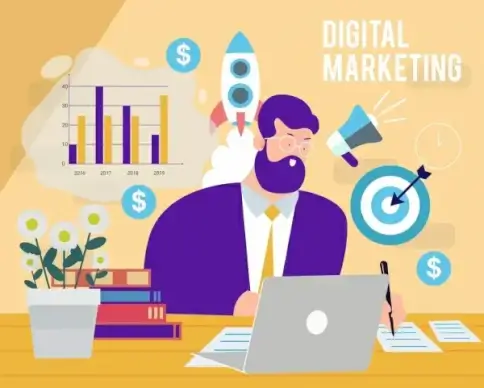 digital marketing background businessman workplace business design elements