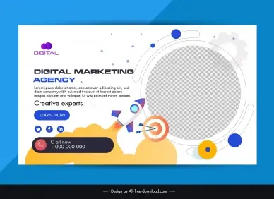 digital marketing banner template flat technology decor