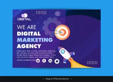 digital marketing banner template spaceship gears decor