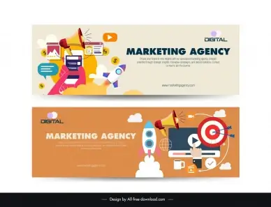 digital marketing banner templates dynamic flat media elements