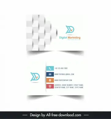 digital marketing business card template 3d corrugated shapes