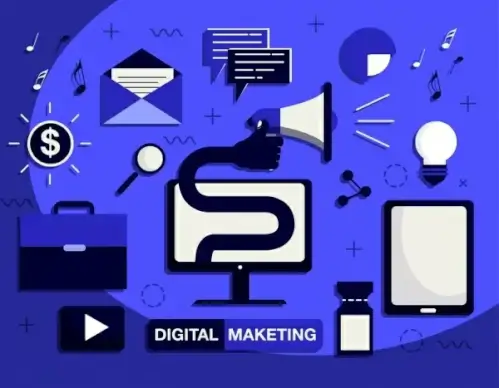 digital marketing design elements communication icons dark design