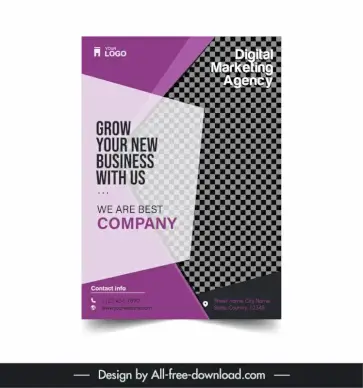 digital marketing flyer template contrast checkered geometry