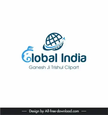 digital marketing logo global x india template elephant globe sketch