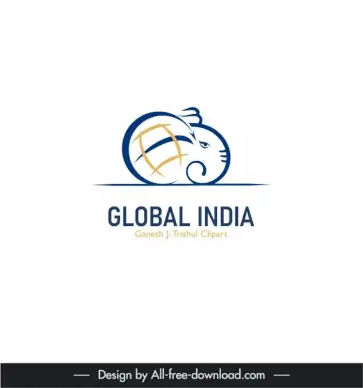 digital marketing logo global x india template handdrawn elephant sketch