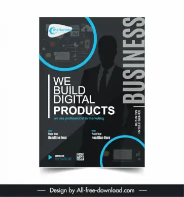 digital marketing poster template modern dark silhouette 