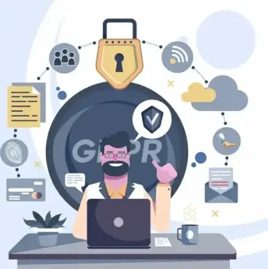 digital protection background man computing design elements decor