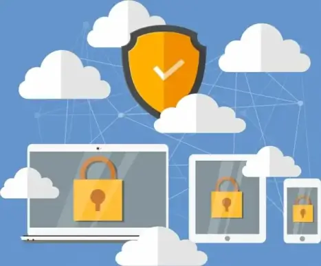 digital security protection check shield lock devices icons