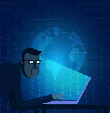 digital technology background man digits globe icons