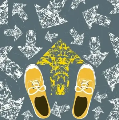 direction background grunge arrows shoes icons retro design