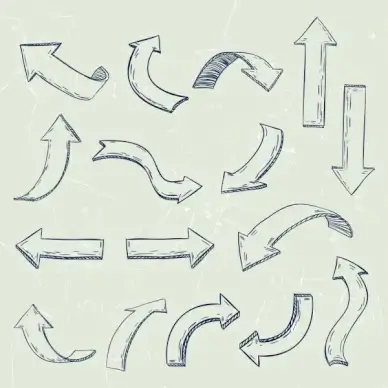 direction design elements various shapes isolation handdrawn design