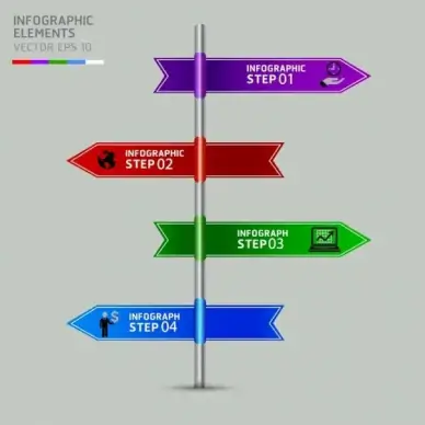 directions infographic template multicolored signboard icon