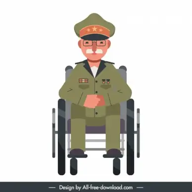 disable ex serviceman icon cartoon sketch