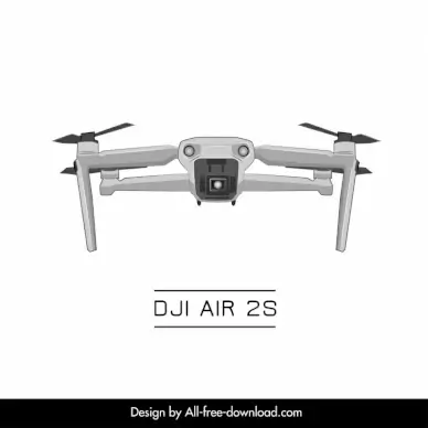 dji air 2s drone flycam design element 3d symmetric front view 