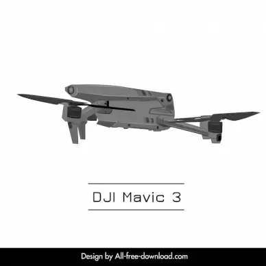 dji mavic 3 drone flycam design element 3d side view 