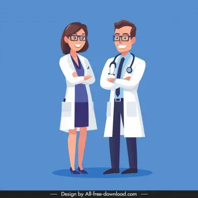 doctor career design elements cute cartoon character  