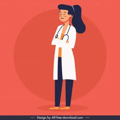 doctor design elements cute cartoon character  