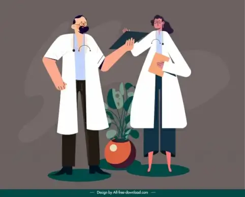 doctor work painting blouse uniform people cartoon sketch