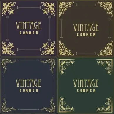 document corners collection various flat symmetric decor