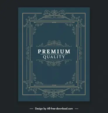 document cover template dark elegant symmetric vintage frames  