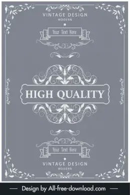 document cover template gray symmetric vintage frames decor 