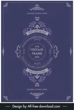 document cover template purple vintage frames decor 