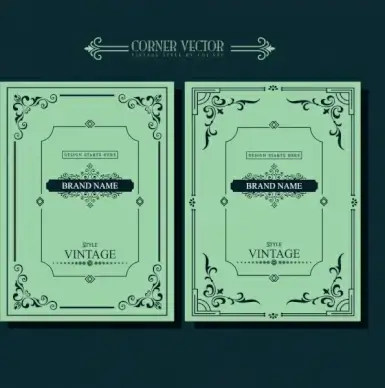 document decoration templates classical corner design dark green