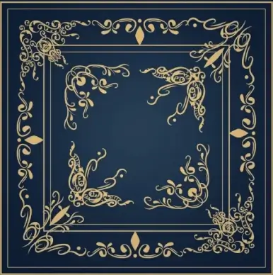 document decorative corner template classical yellow curves design