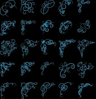 document decorative corners collection various blue seamless design