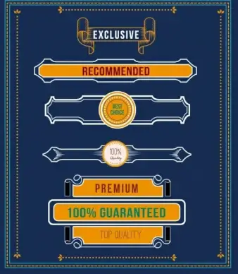 document decorative design elements classical ribbon icons sketch