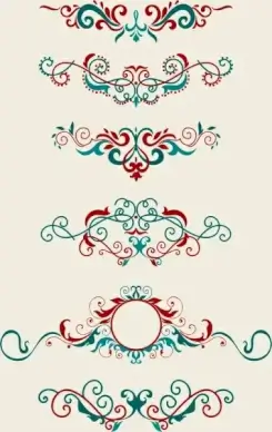 document decorative design elements red blue symmetric curves
