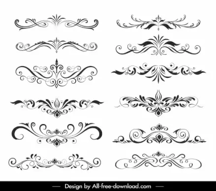 document decorative elements elegant classical symmetrical curves