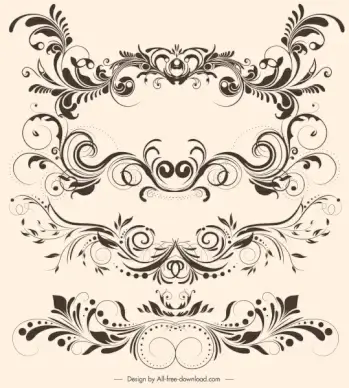 document decorative elements elegant vintage symmetric curves