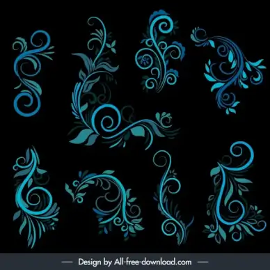 document decorative elements flora sketch elegant curves design