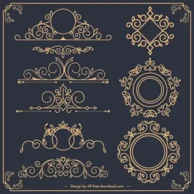 document decorative elements formal european design symmetric shapes