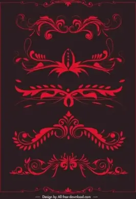 document decorative elements red symmetrical curves sketch