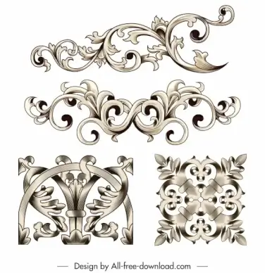 document decorative elements vintage elegant seamless symmetric curves