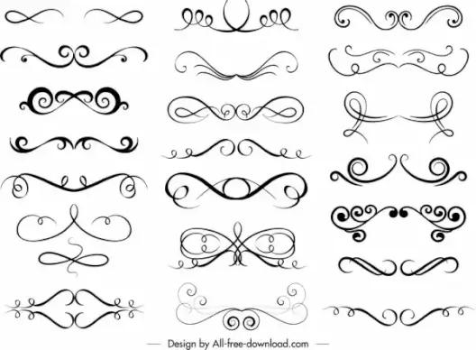 document design elements symmetrical curves sketch