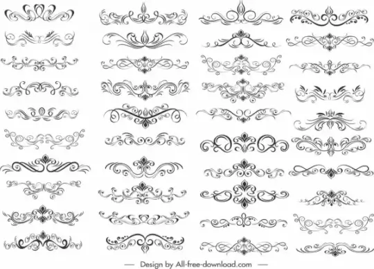 documents design elements collection elegant symmetrical swirled decor