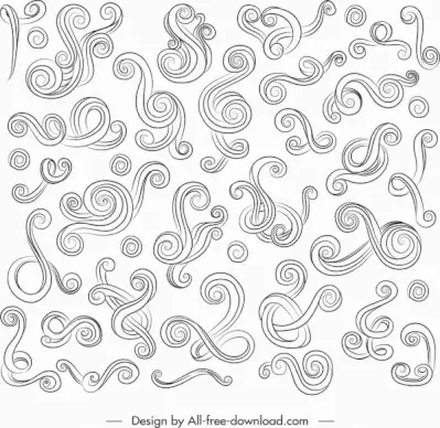 documents ornament elements collection swirled lines sketch