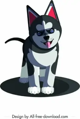 dog icon colored 3d sketch