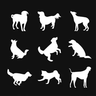 dog icons collection white silhouettes design