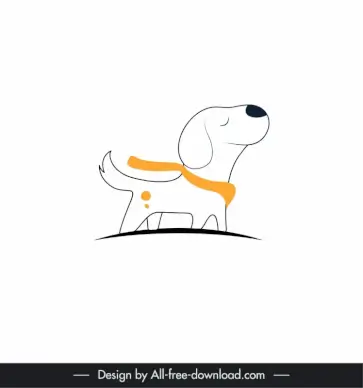 dog logo icon cute flat handdrawn cartoon sketch