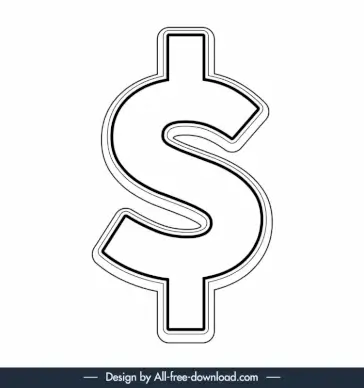 dollar sign icon black white outline