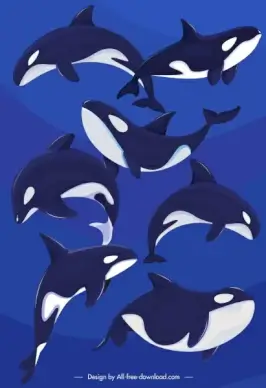 dolphin background swimming motion sketch dark colored design