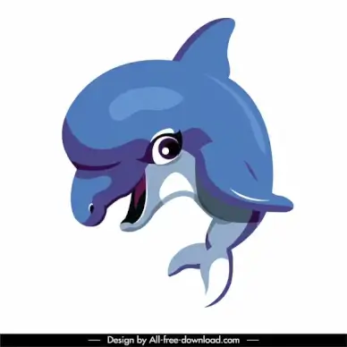 dolphin icon colored cartoon character sketch cute design