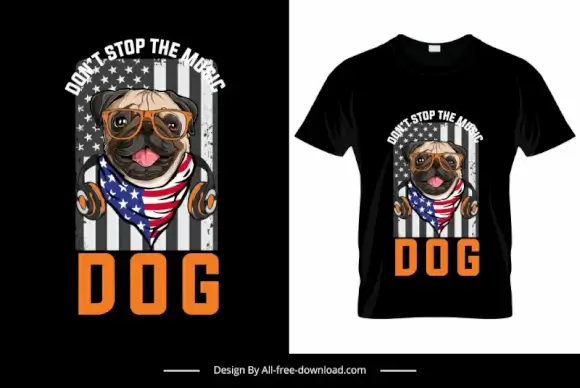 dont stop the music dog tshirt template funny dog face usa flag decor