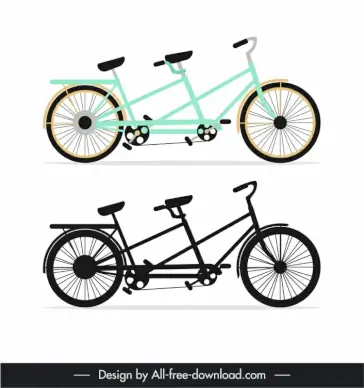 double traffic bicycle icons flat sketch
